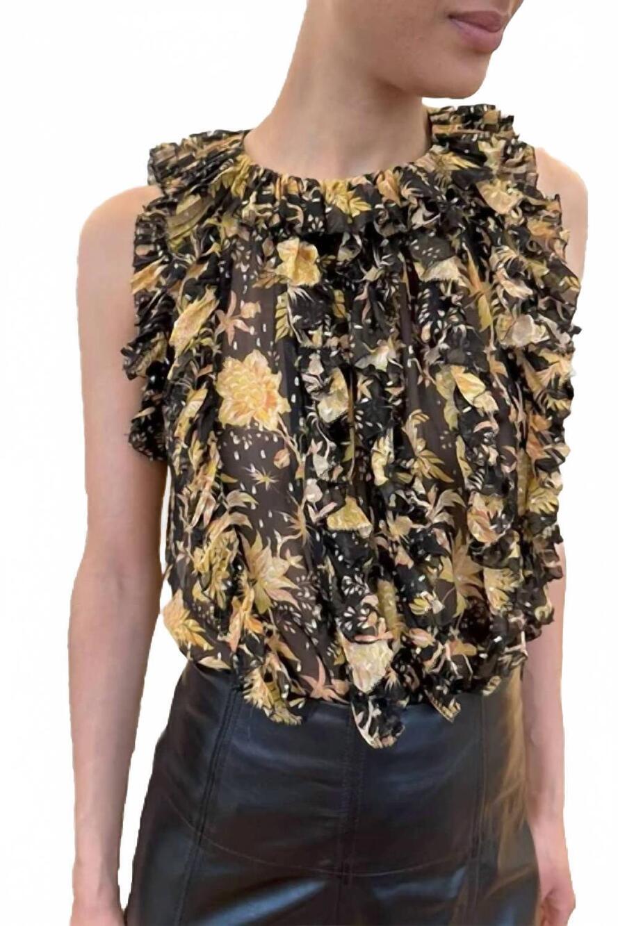 NEW ULLA JOHNSON sabra cascading ruffle top in forsythia